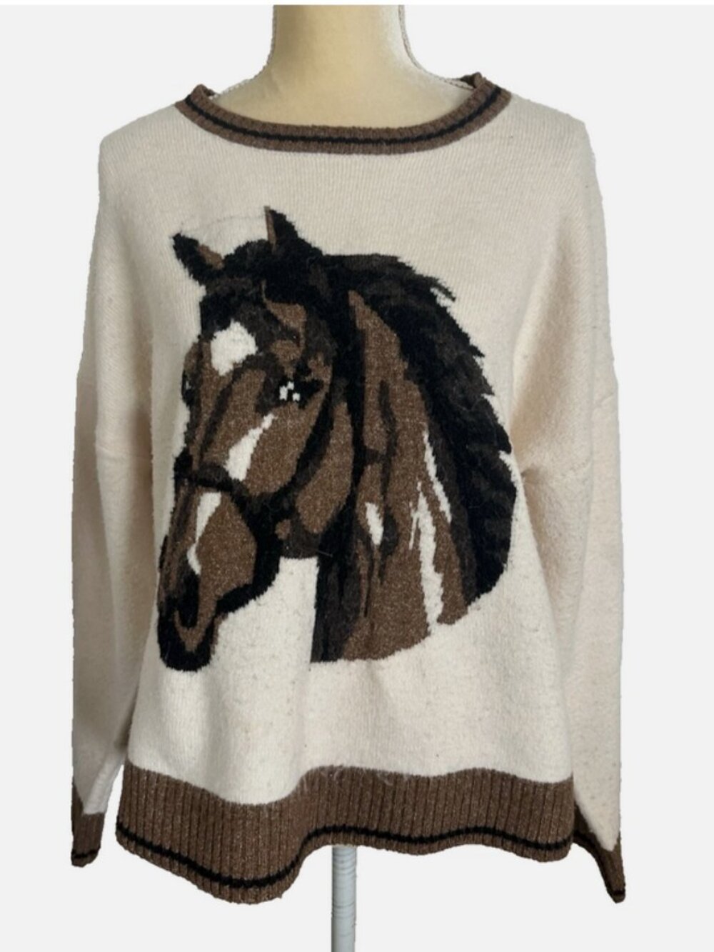 BELLDINI Horse Head Crop Sweater NWT XL Equestrian